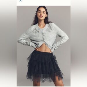 Anthropologie Black Layered Mini Tulle Skirt